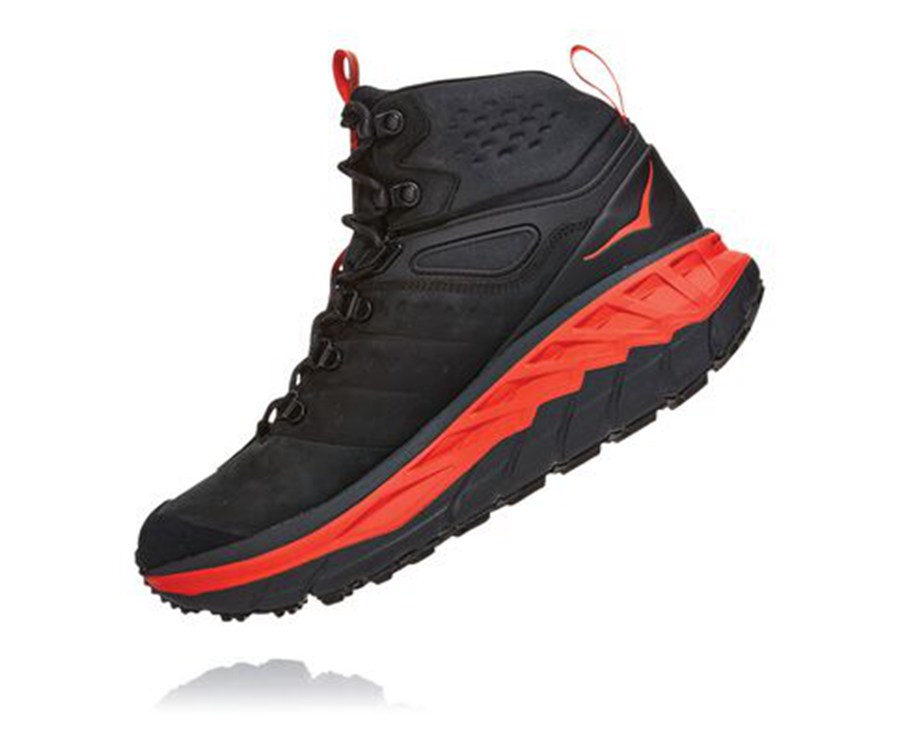 Hoka One One Hiking Boots Mens Black - Stinson Mid GORE-TEX - 76548ZSFQ